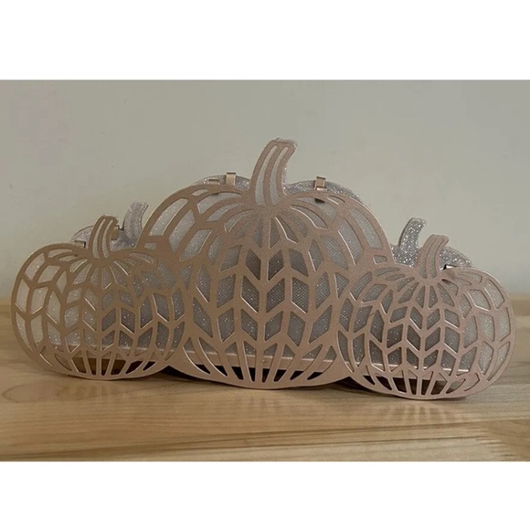 Yankee Candle Chevron Pumpkin Fall Multi Tealight Holder Rose Gold - Picture 2 of 6